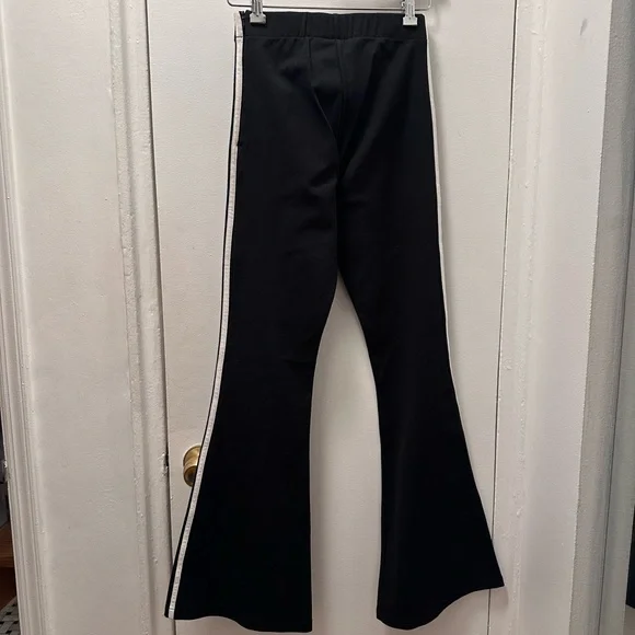 Adidas Black Flared Bell BottomJoggers with White Stripes - Picture 2 of 5